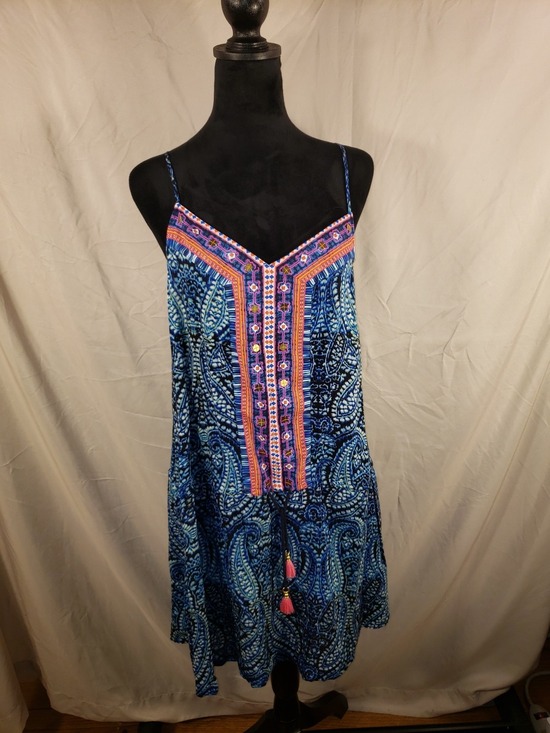 Nanette Lepore Other - Nanette Lepore pink label with blue patterned fabric Swimsuit Coverup - L